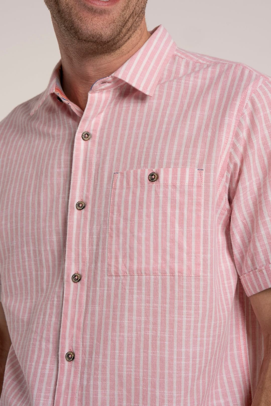 Brakeburn Brakeburn Men's SMEATON SHIRT in Light Pink - 3