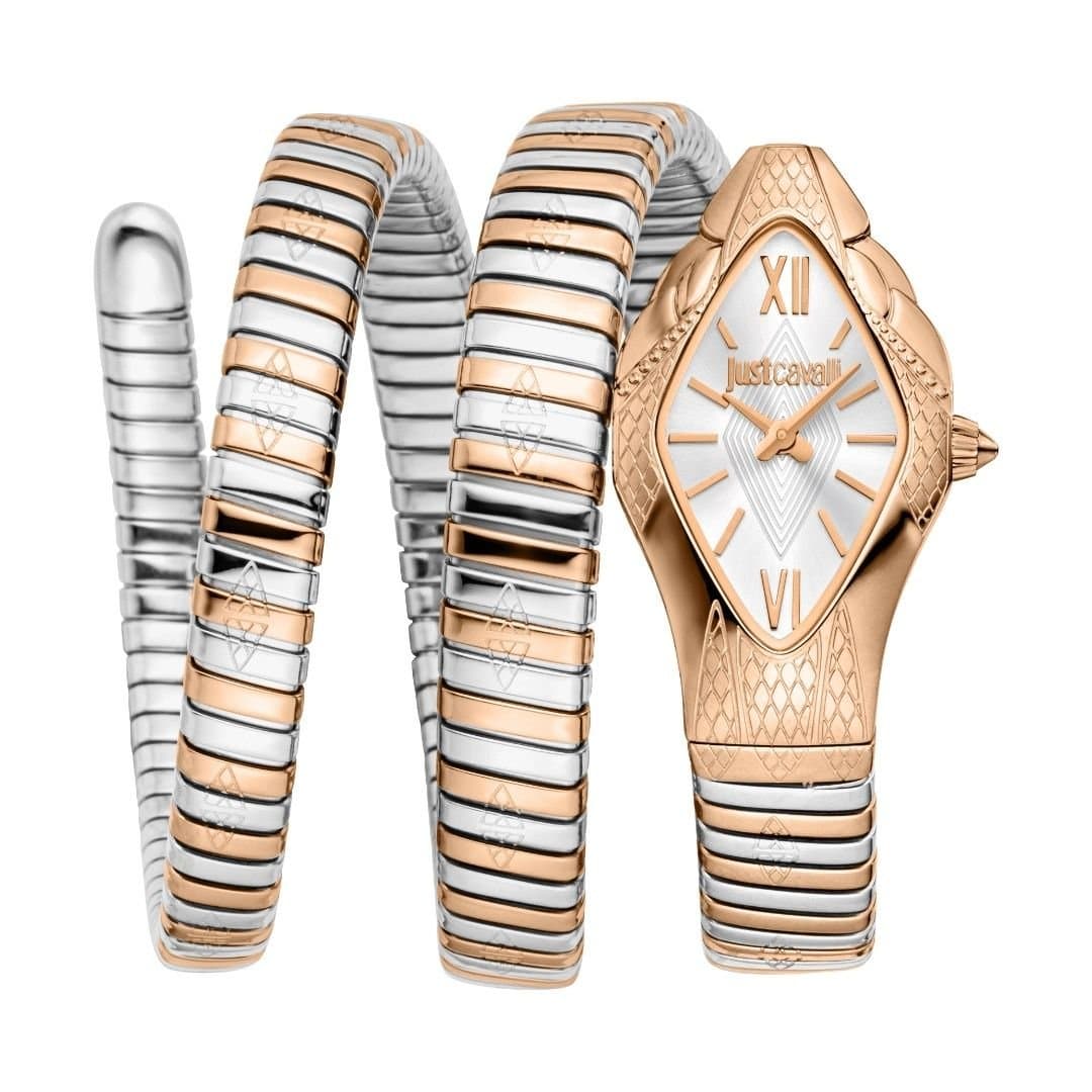 Just Cavalli Just Cavalli Women's Snake Two Tone Silver & Rose Gold Stainless Steel Watch