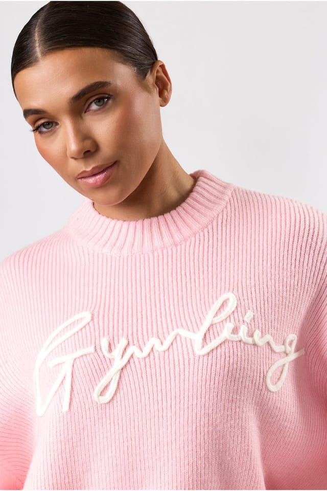 Gym King GYM KING Women's Rib Knit Sweatshirt Candy Pink in Cream - 2