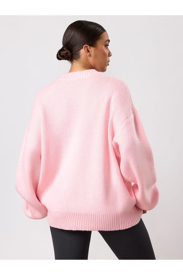 Gym King GYM KING Women's Rib Knit Sweatshirt Candy Pink in Cream - 3