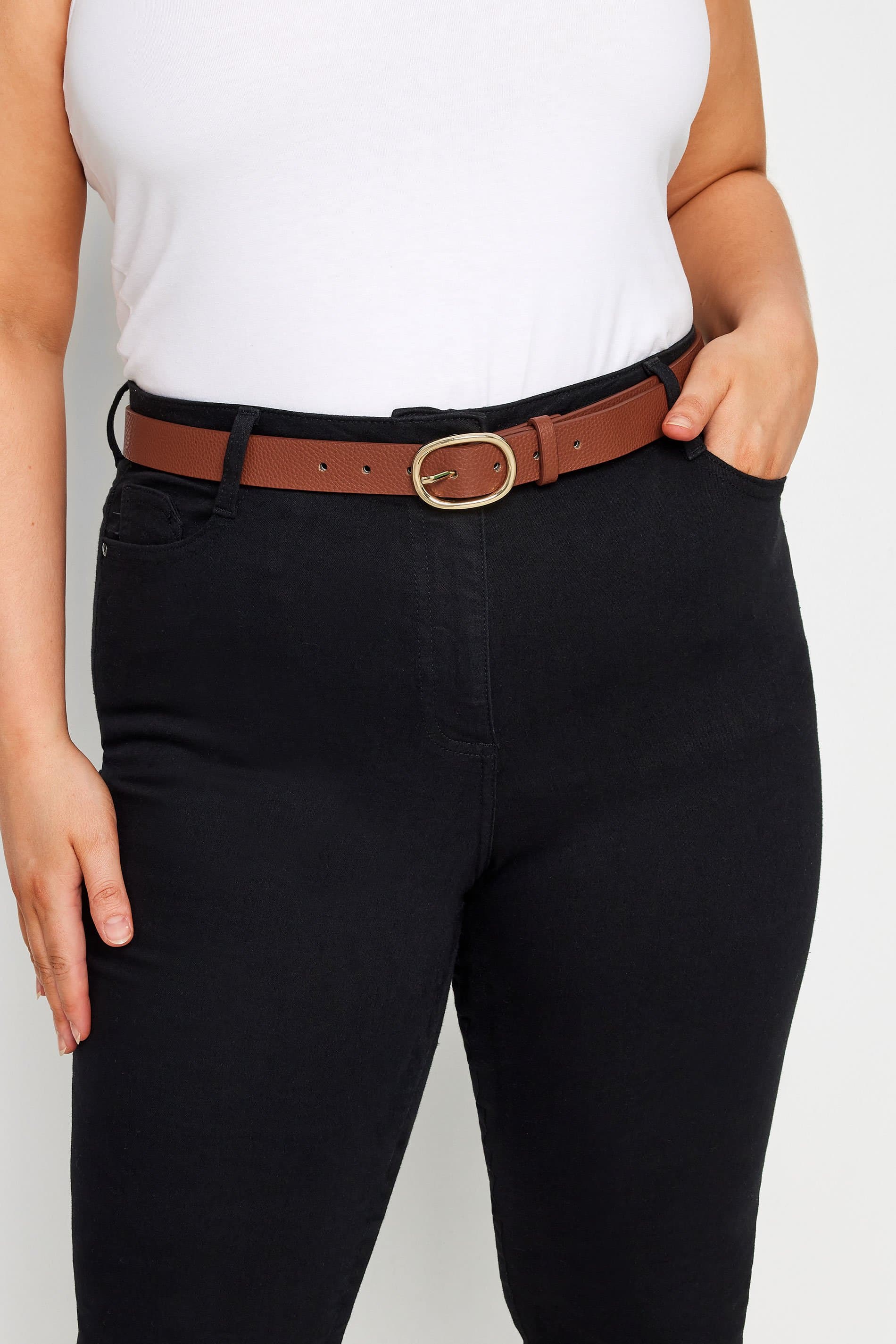 Yours Tan Brown Gold Buckle Belt