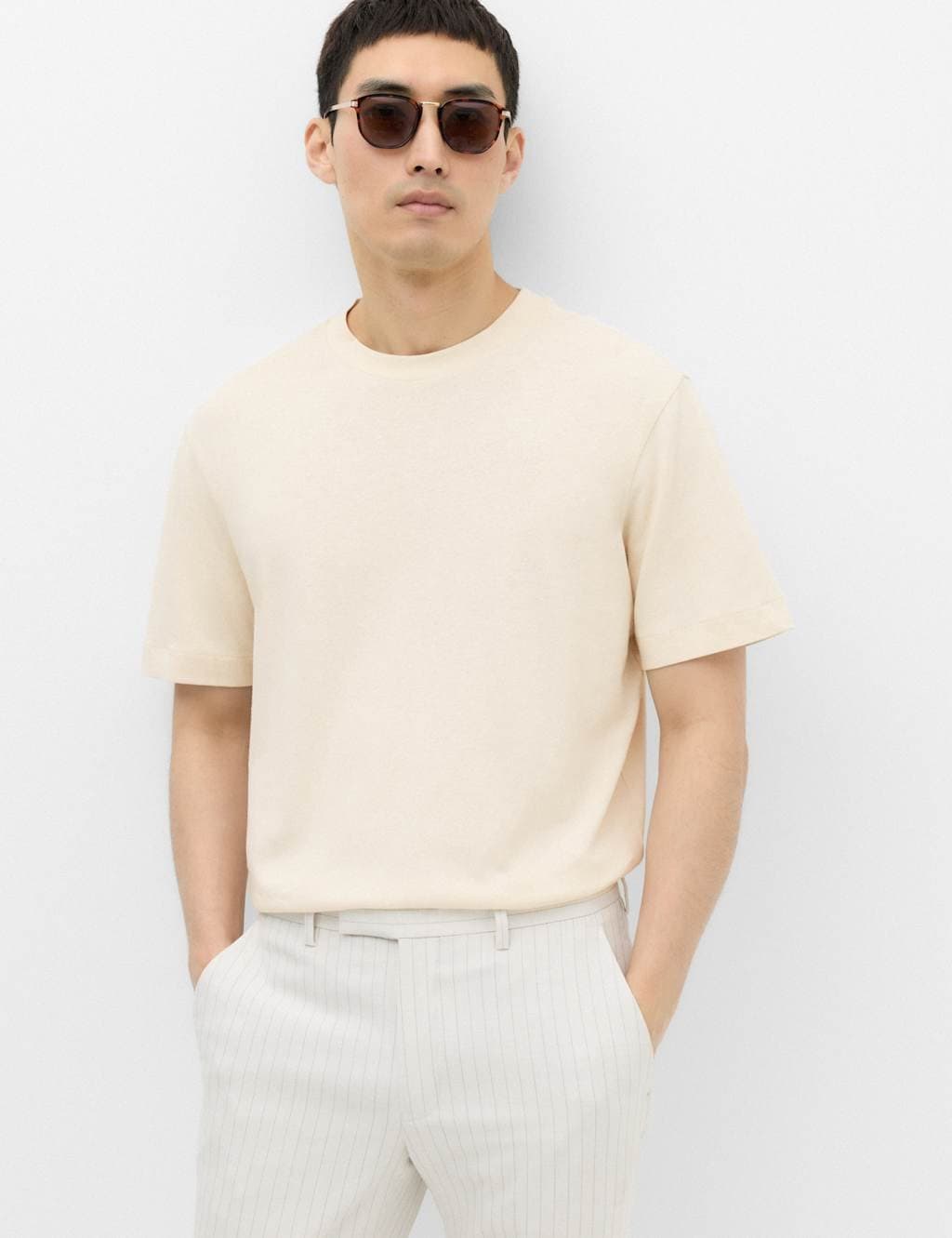 Marks & Spencer M&S Relaxed Fit Linen T-Shirt Ecru