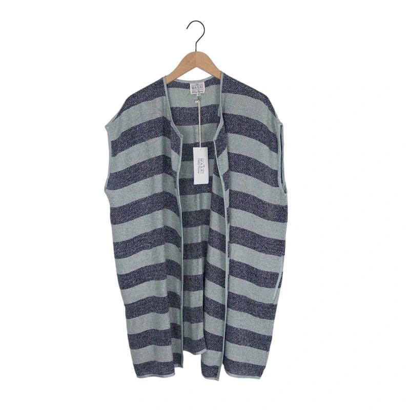 Masai Masai Tenna Waistcoat Oversized Jacket Lagenlook Blue Black - Size S NEW