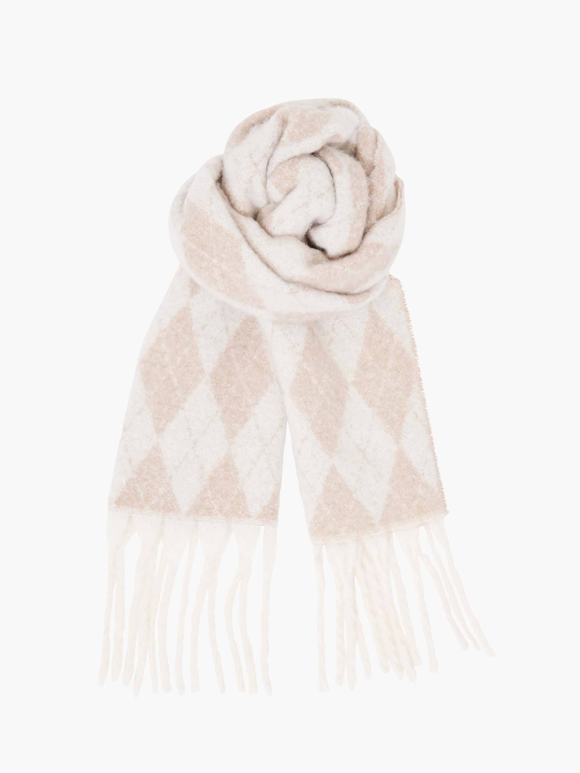 French Connection Supersoft Diamond Check Scarf Cream Multi - 1