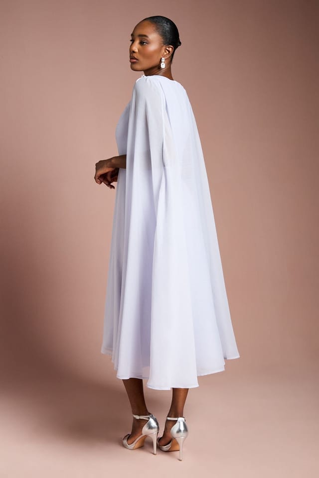 Coast Coast Women's Detachable Cape Georgette Dress with Diamante Broach Detail in Lilac - 3