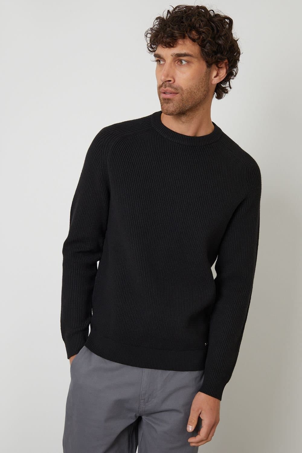 Threadbare Threadbare Black Cotton Crew Neck Jumper