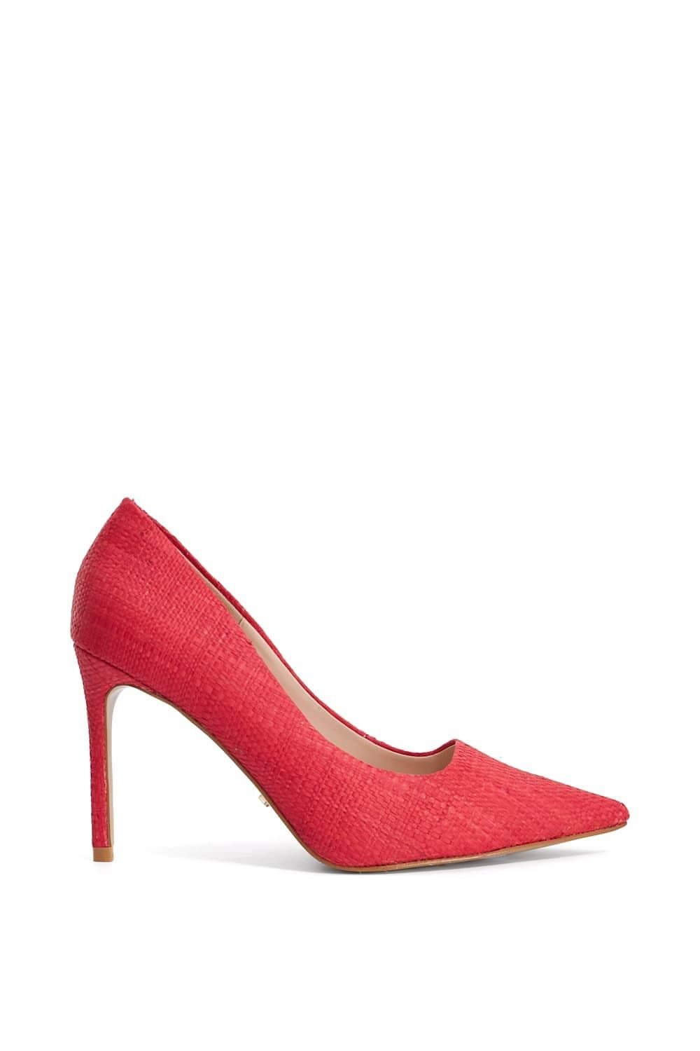 Dune London Dune London Red Reptile-Print Leather Court Shoes