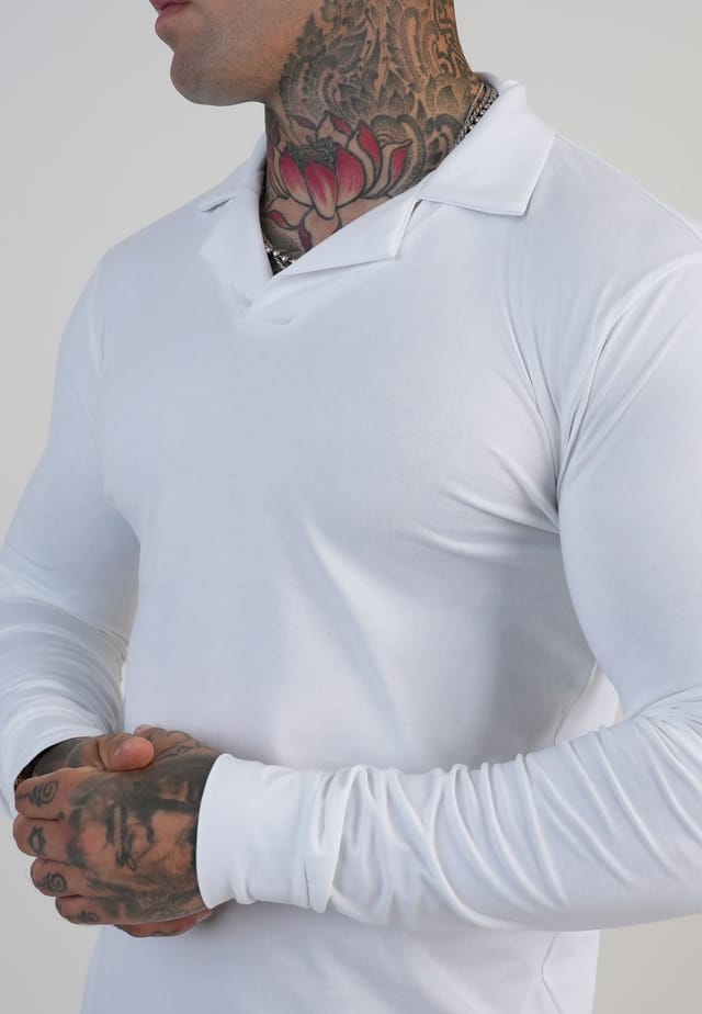 SikSilk SikSilk Men's LS Revere Polo in White - 2
