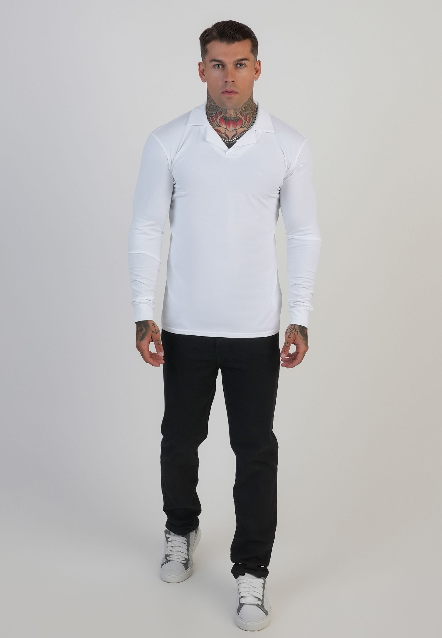 SikSilk SikSilk Men's LS Revere Polo in White - 4