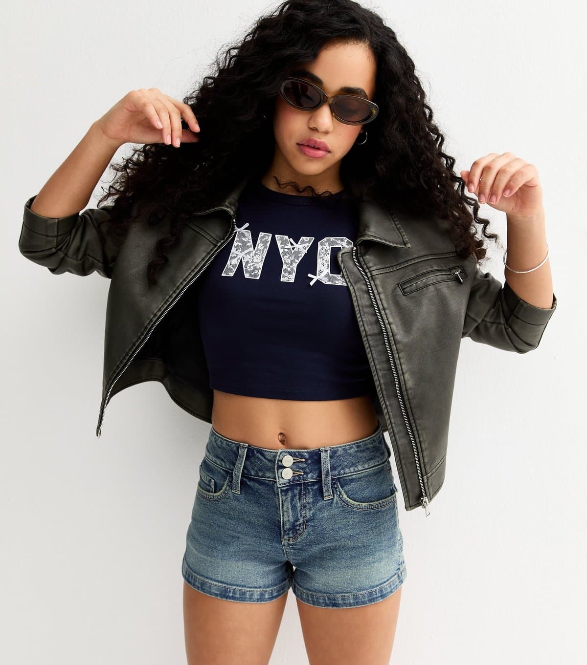 New Look New Look Dark Blue Denim Shorts for Girls