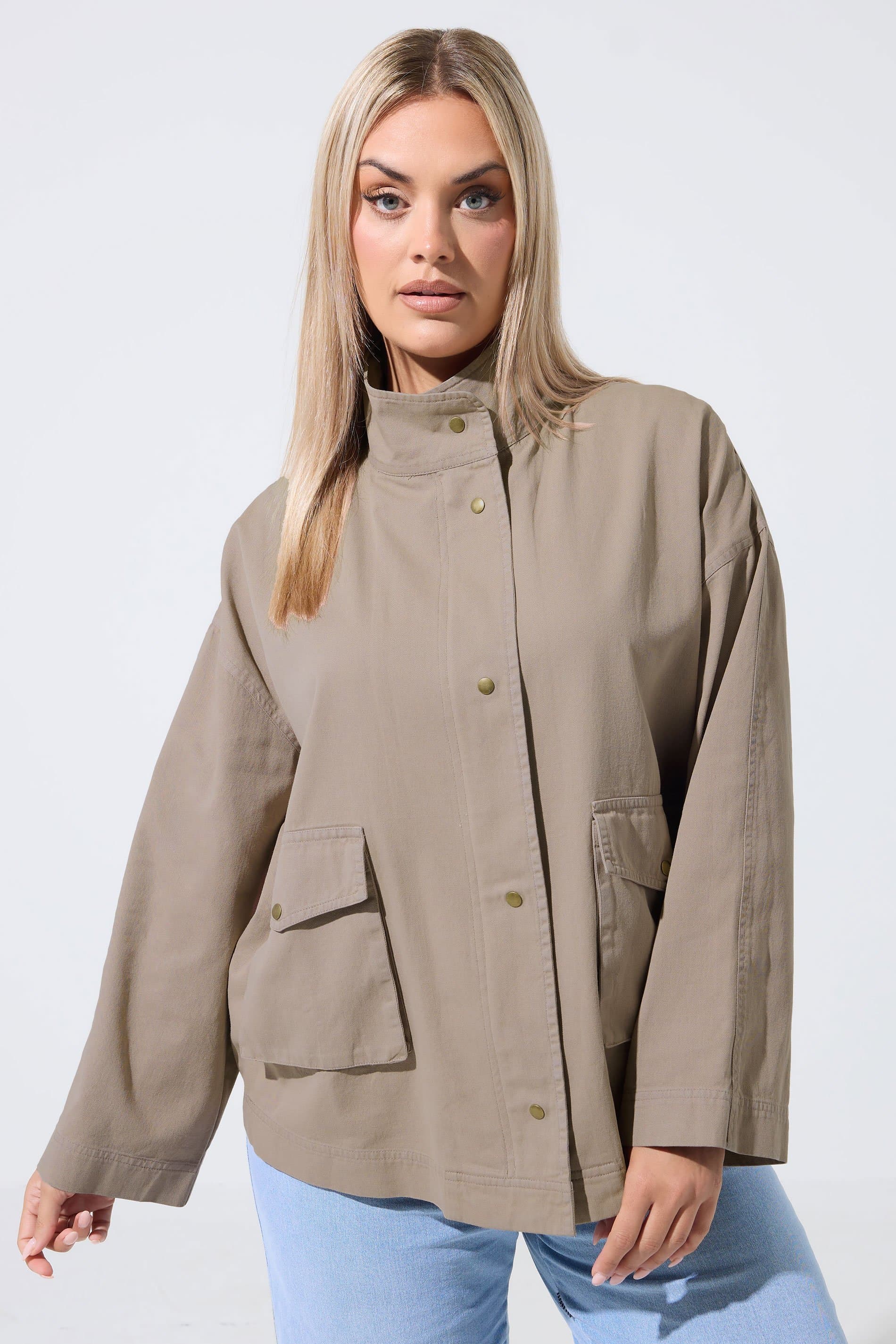 Limited Collection Plus Size Taupe Brown Utility Jacket
