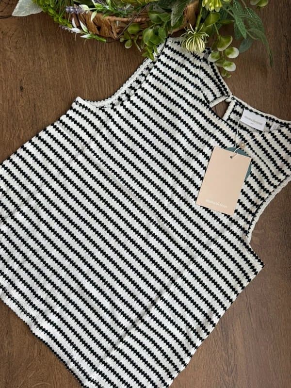 Mamalicious Mama:licious Gabriela Sleeveless Knit Top – Snow White/Black – XS – New With Tags