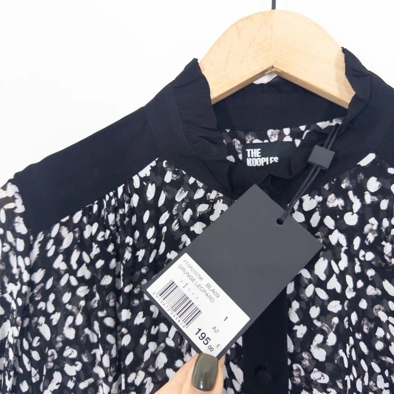 The Kooples The Kooples Ruffled Trim Blouse Size 1 UK 8 NEW Grunge Leopard Print Long Sleeve