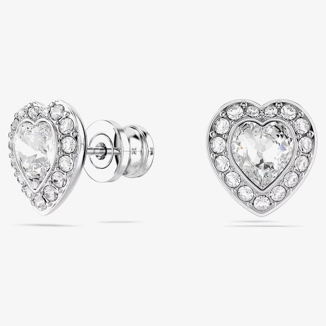 Swarovski Swarovski Women's Ariana Grande X Capsule White Crystal Heart Stud Earrings 5720859 in Silver - 2