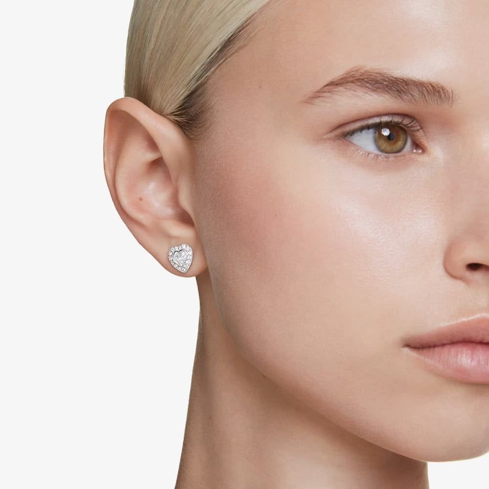 Swarovski Swarovski Women's Ariana Grande X Capsule White Crystal Heart Stud Earrings 5720859 in Silver - 4