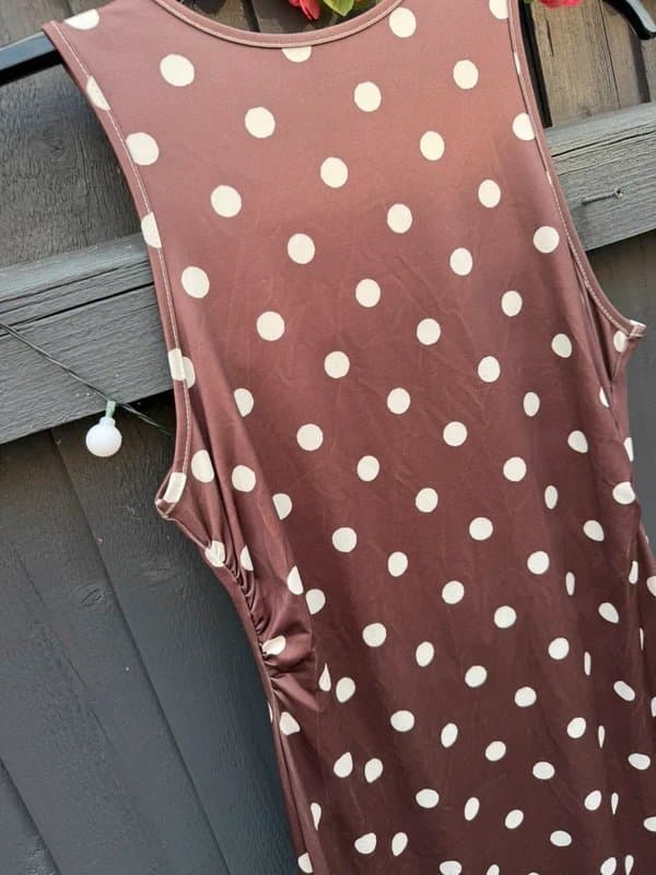 Shein SHEIN Brown & White Polka Dot Midi Dress | Size M | New Without Tags | Stretchy Sculpting Fit