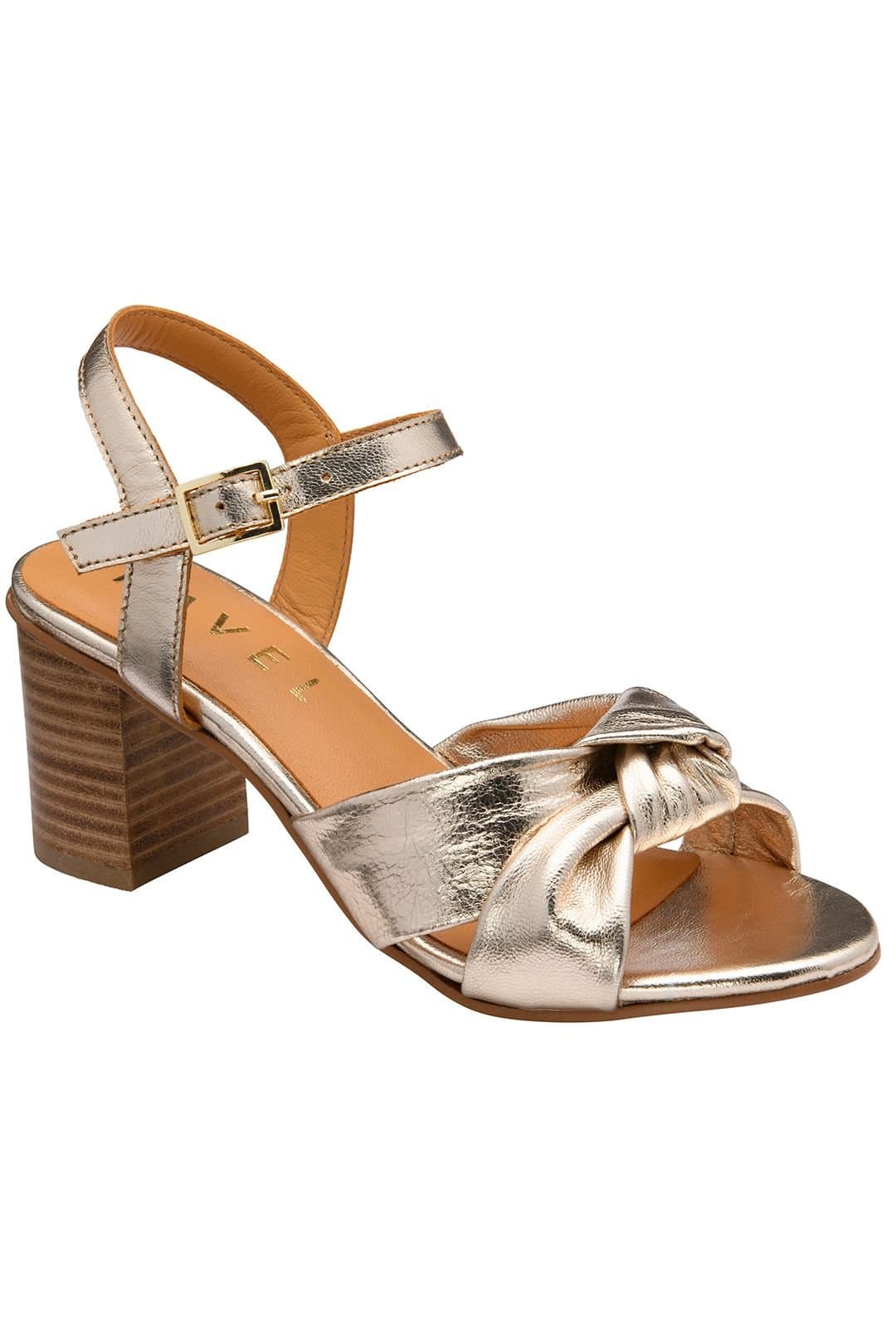 Ravel Ravel Women's Gold Leather 'Balne' Heeled Sandals