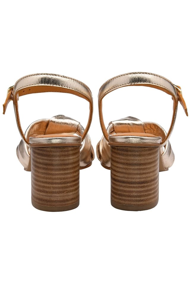 Ravel Ravel Women's Gold Leather 'Balne' Heeled Sandals - 3