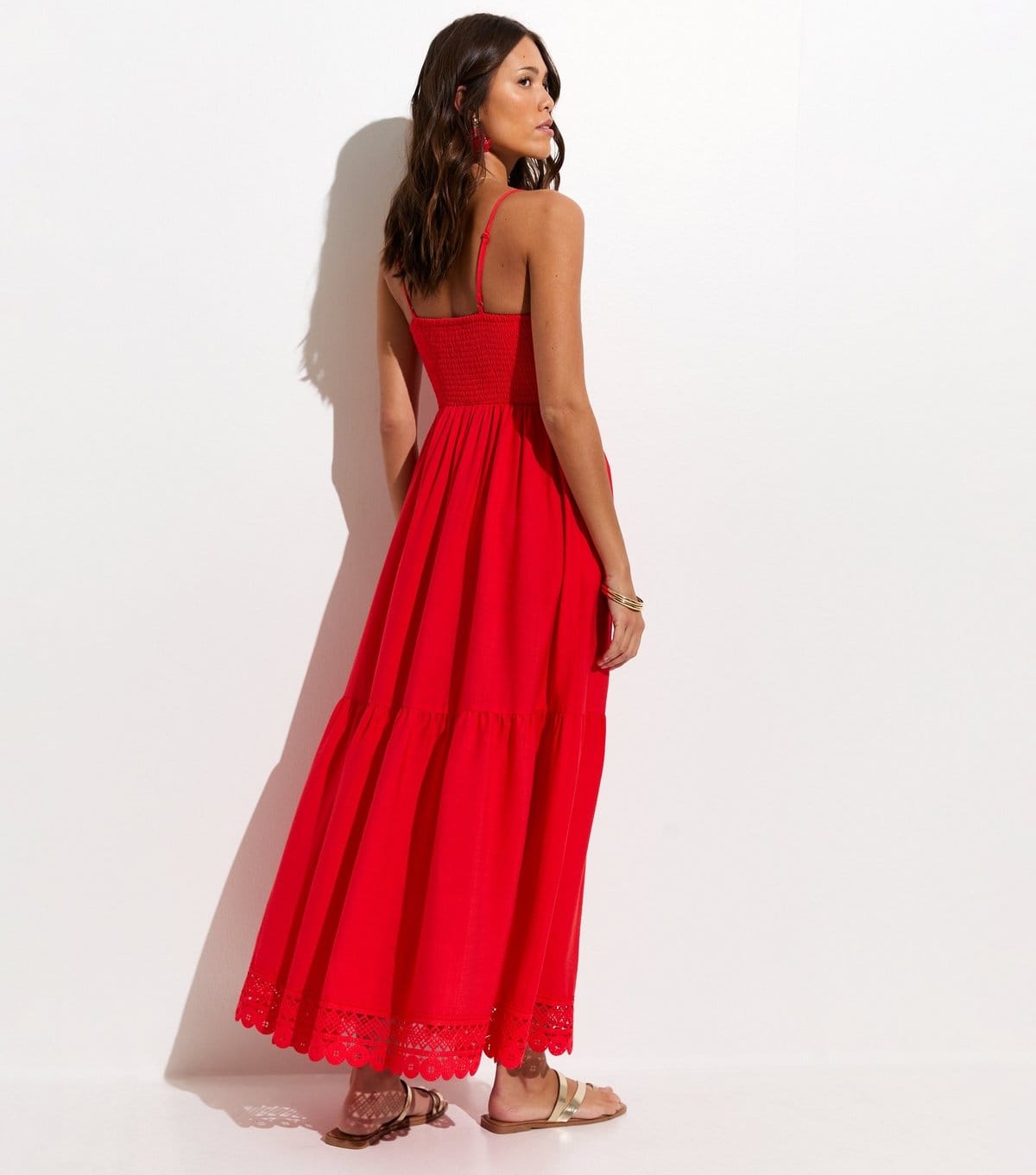 New Look Women's Bright Red Crochet Panel Beach Maxi Dress New Look - 4