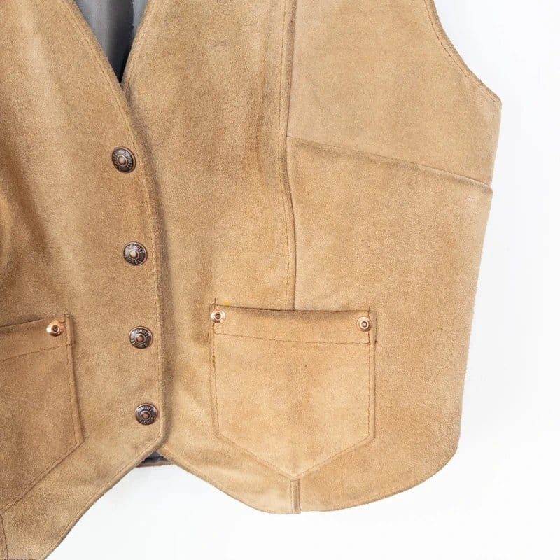 Schott Schott NYC Rancher Suede Leather Waistcoat Size 12 Western 80s Vintage - 1