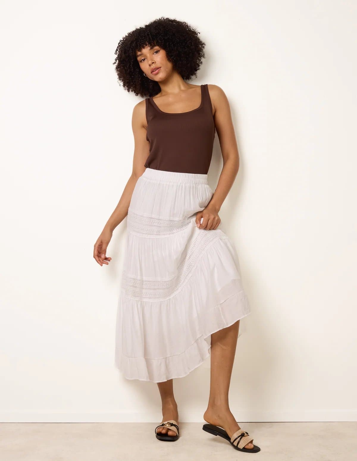 Blue Vanilla Tiered Maxi Skirt