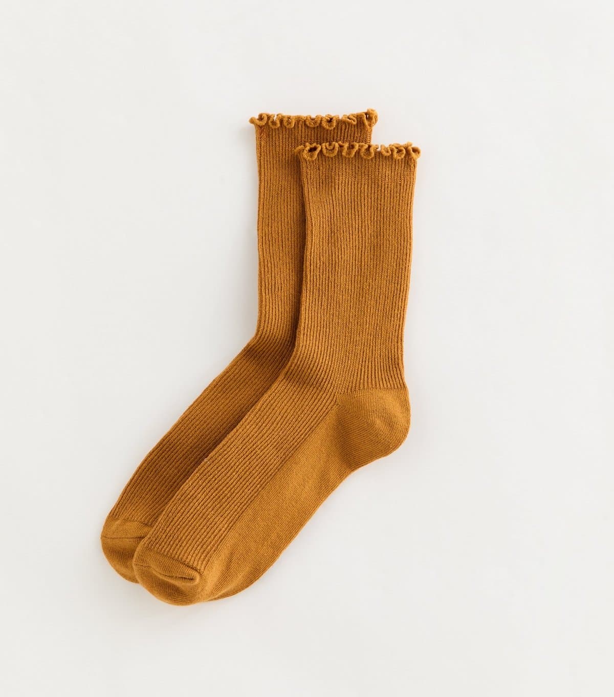 New Look New Look Mustard Ribbed Frilly Trimmed Socks