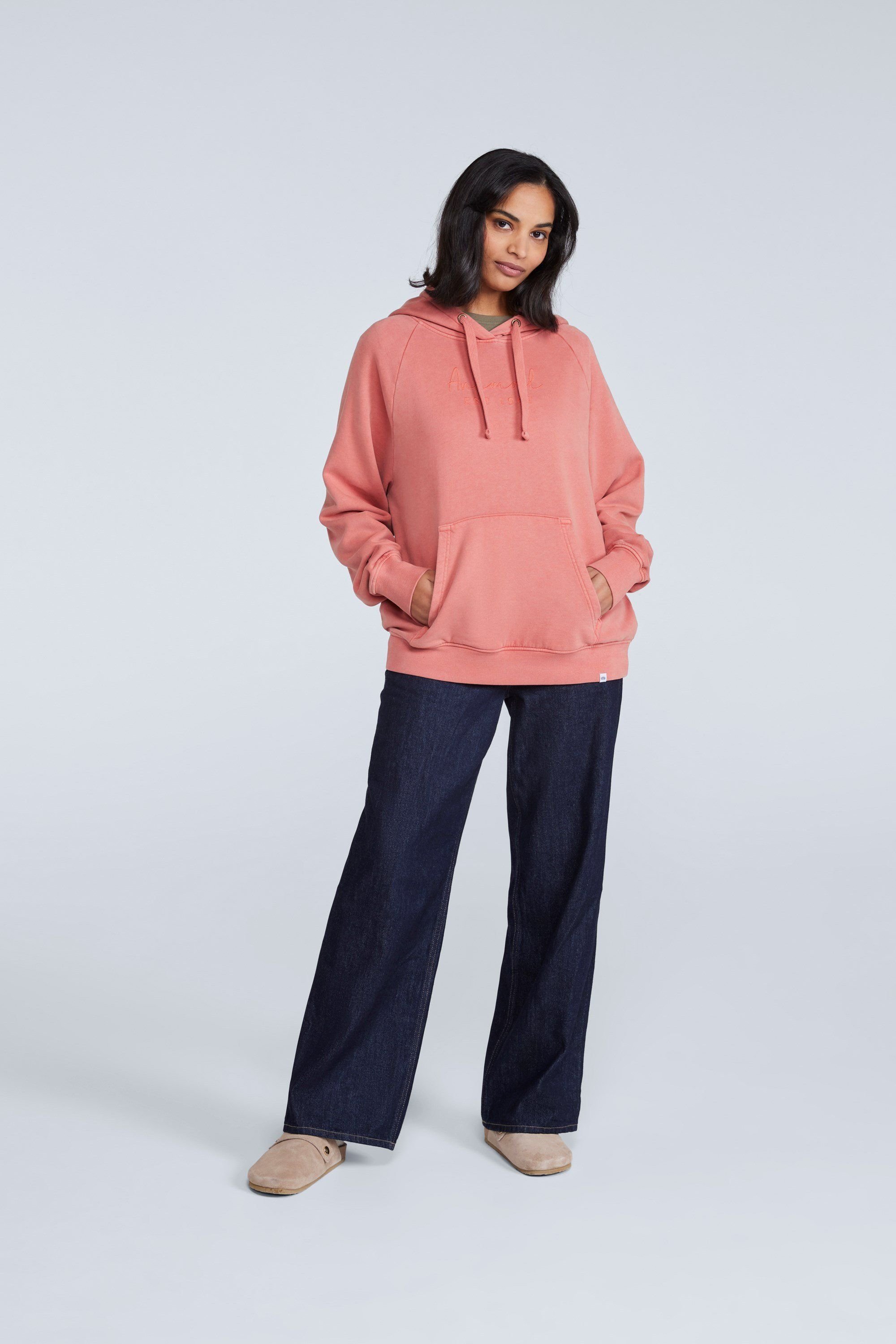 Animal Animal Women's 'Kaya' Soft Cotton Graphic Hoodie Adjustable Lightweight Sweatshirt in Terracotta - 3