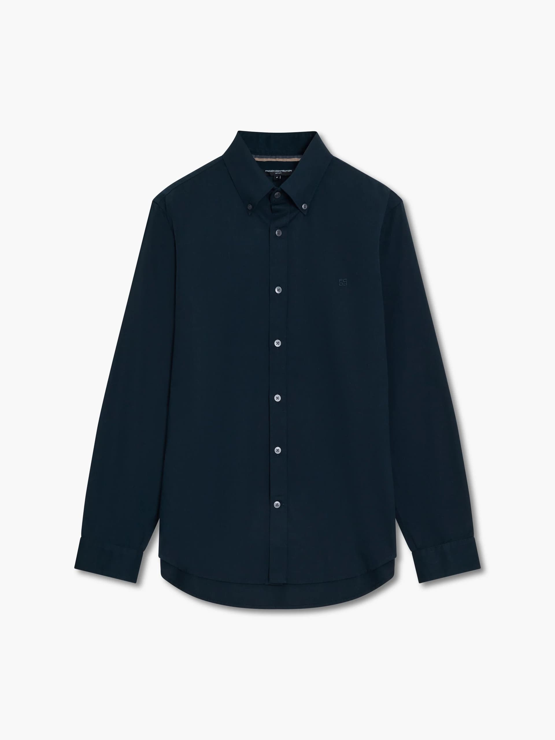 French Connection Long Sleeve Twill Oxford Shirt Navy Blue