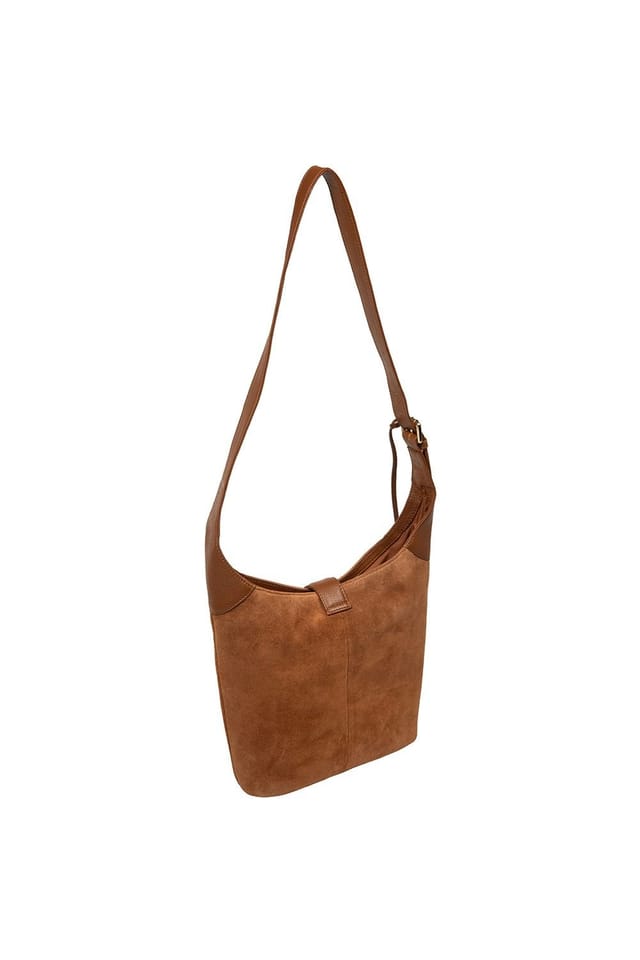 Pure Luxuries London Pure Luxuries London Women's 'Aria' Suede Shoulder Bag in Tan - 3