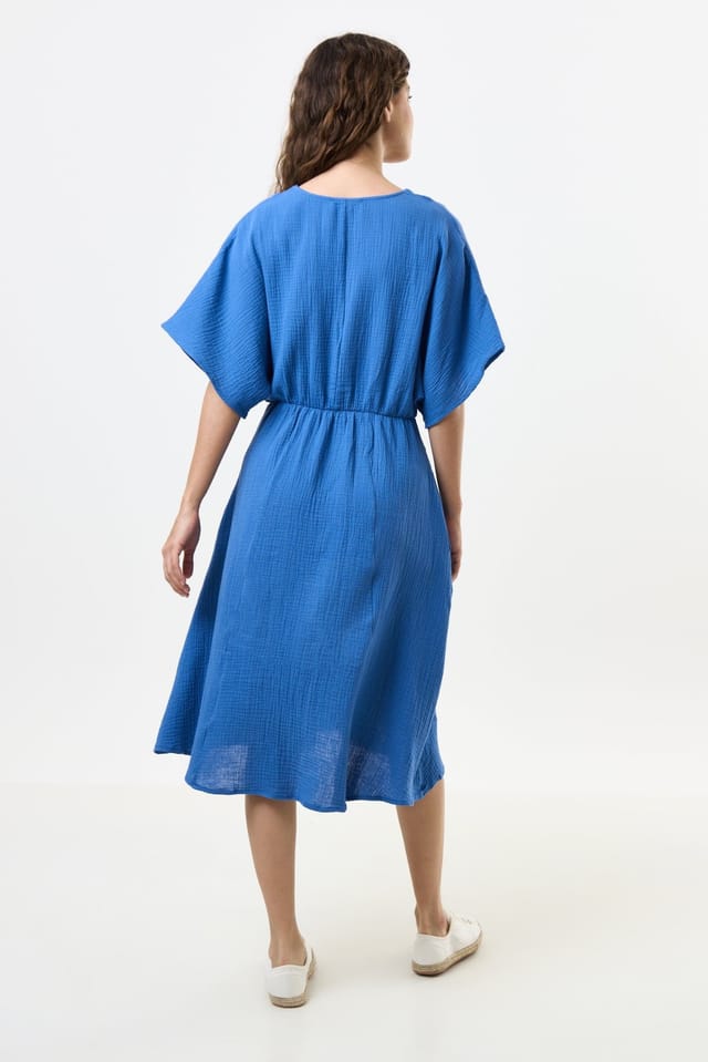 Louche Louche Women's Elody Double Gauze Tie Waist Midi Dress - Blue - 2