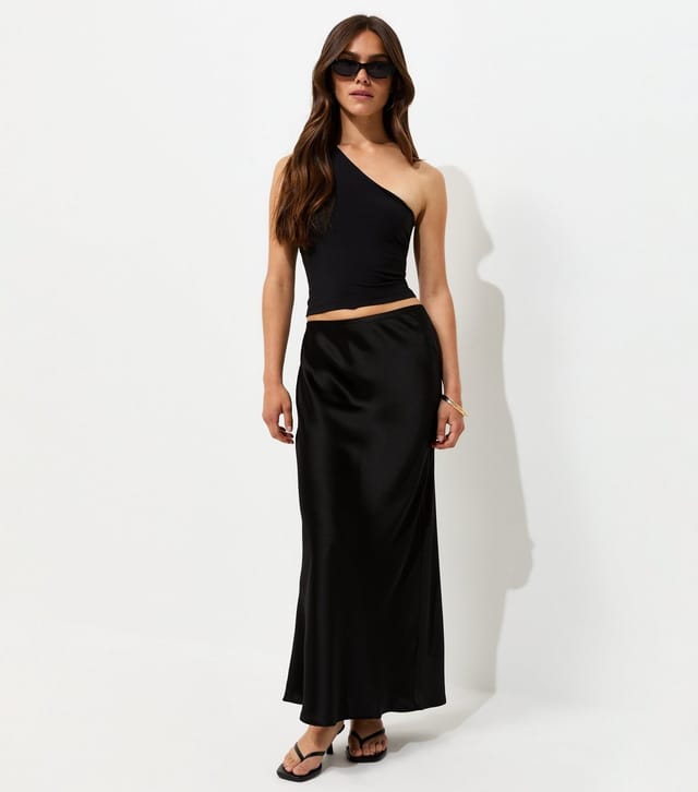 New Look Women's Petite Black Slinky Jersey One Shoulder Top New Look - 2