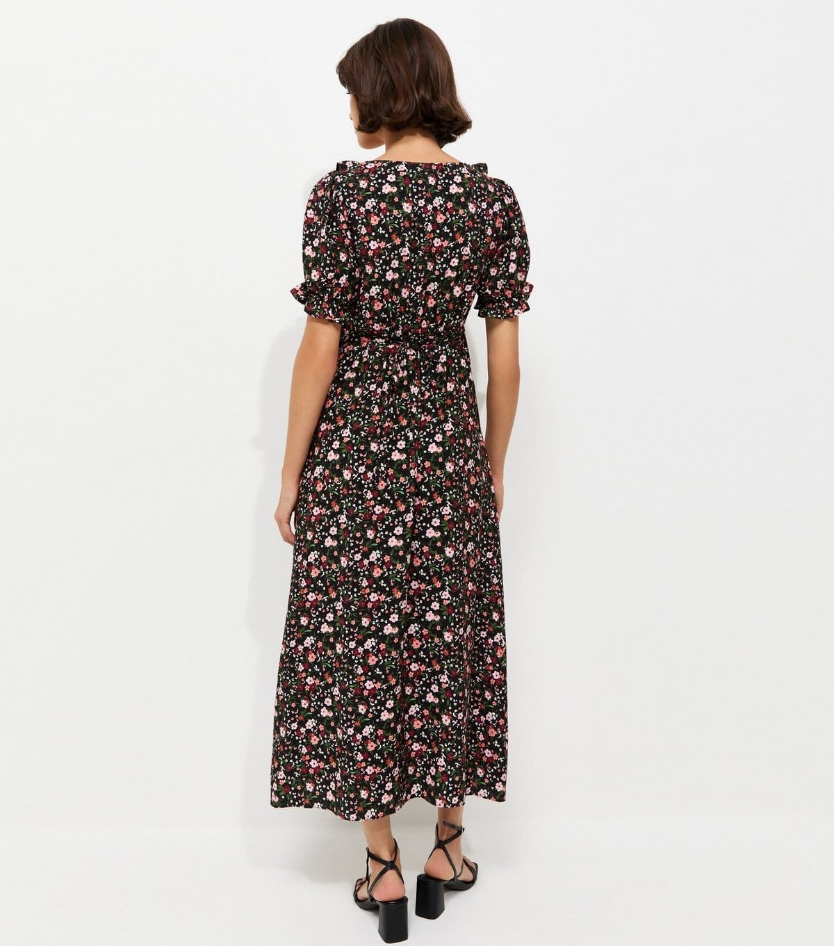 New Look Women's Black Floral Square Neck Midi Tea Dress New Look - 4