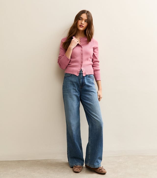 New Look Women's Pink Scalloped Trim Compact Knit Cardigan New Look - 3