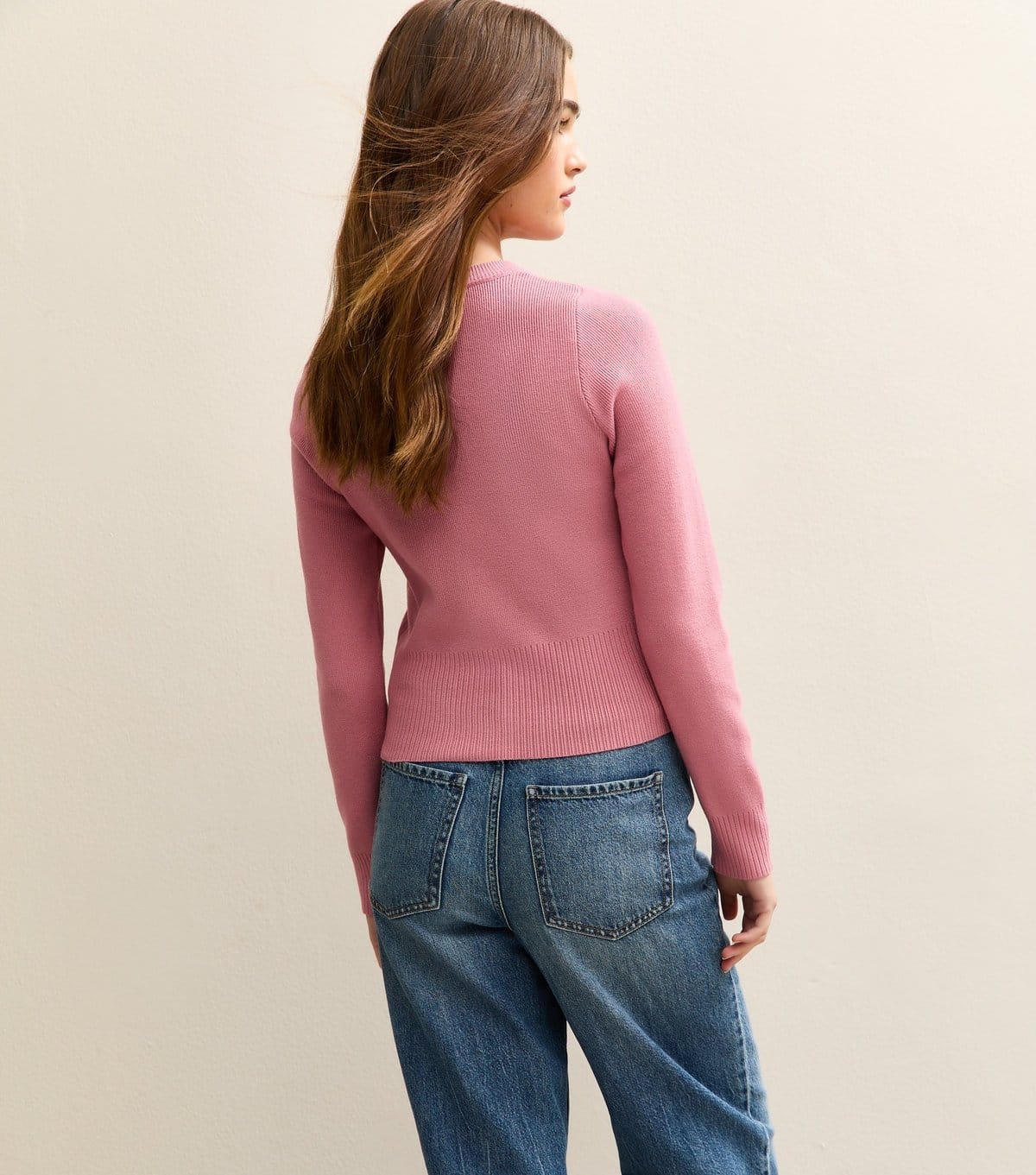 New Look Women's Pink Scalloped Trim Compact Knit Cardigan New Look - 4