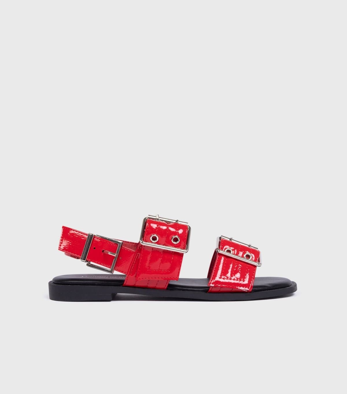 London Rebel London Rebel Bright Red Faux Patent Leather Sandals