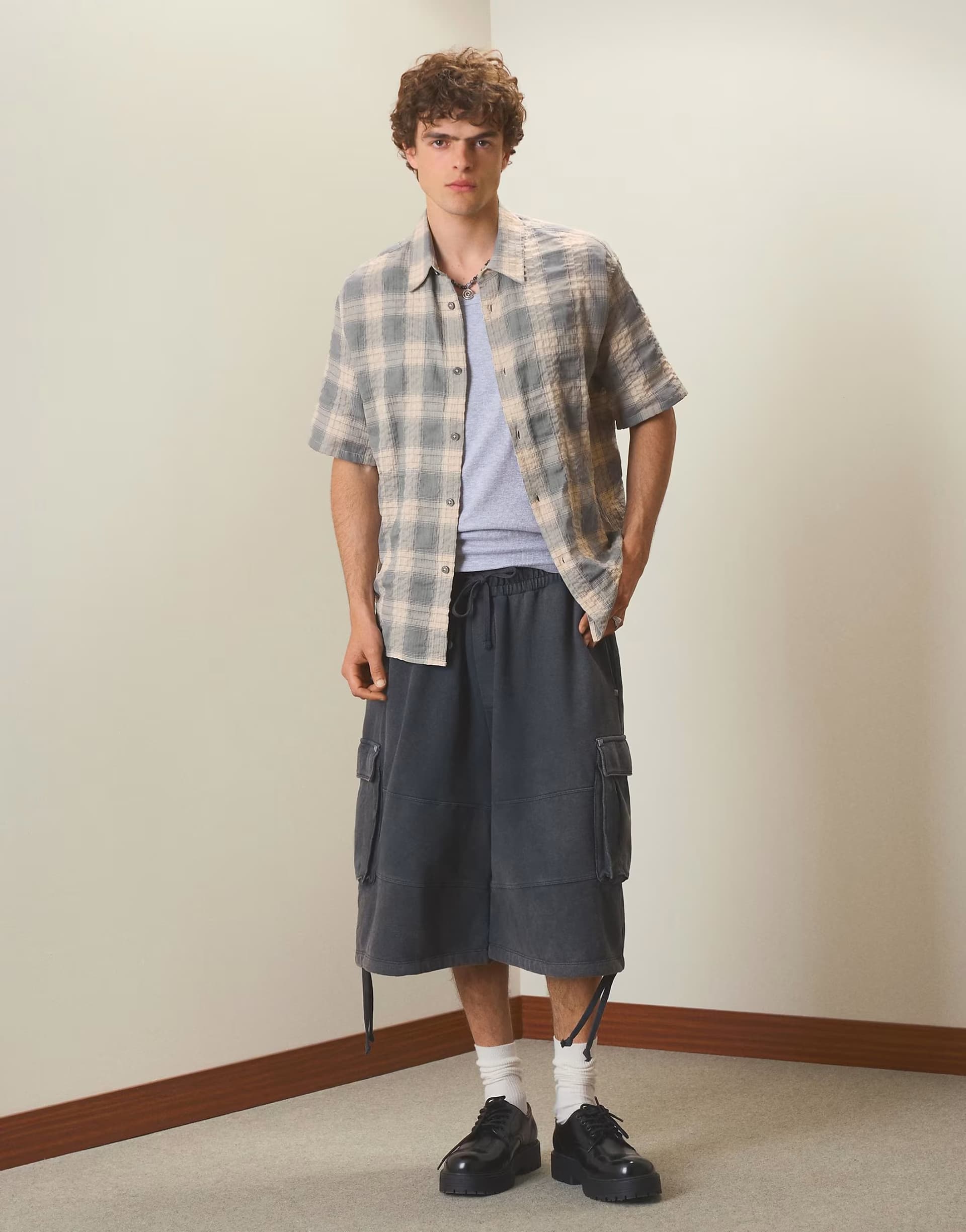 ASOS ASOS Light Grey Checked Relaxed Fit Shirt