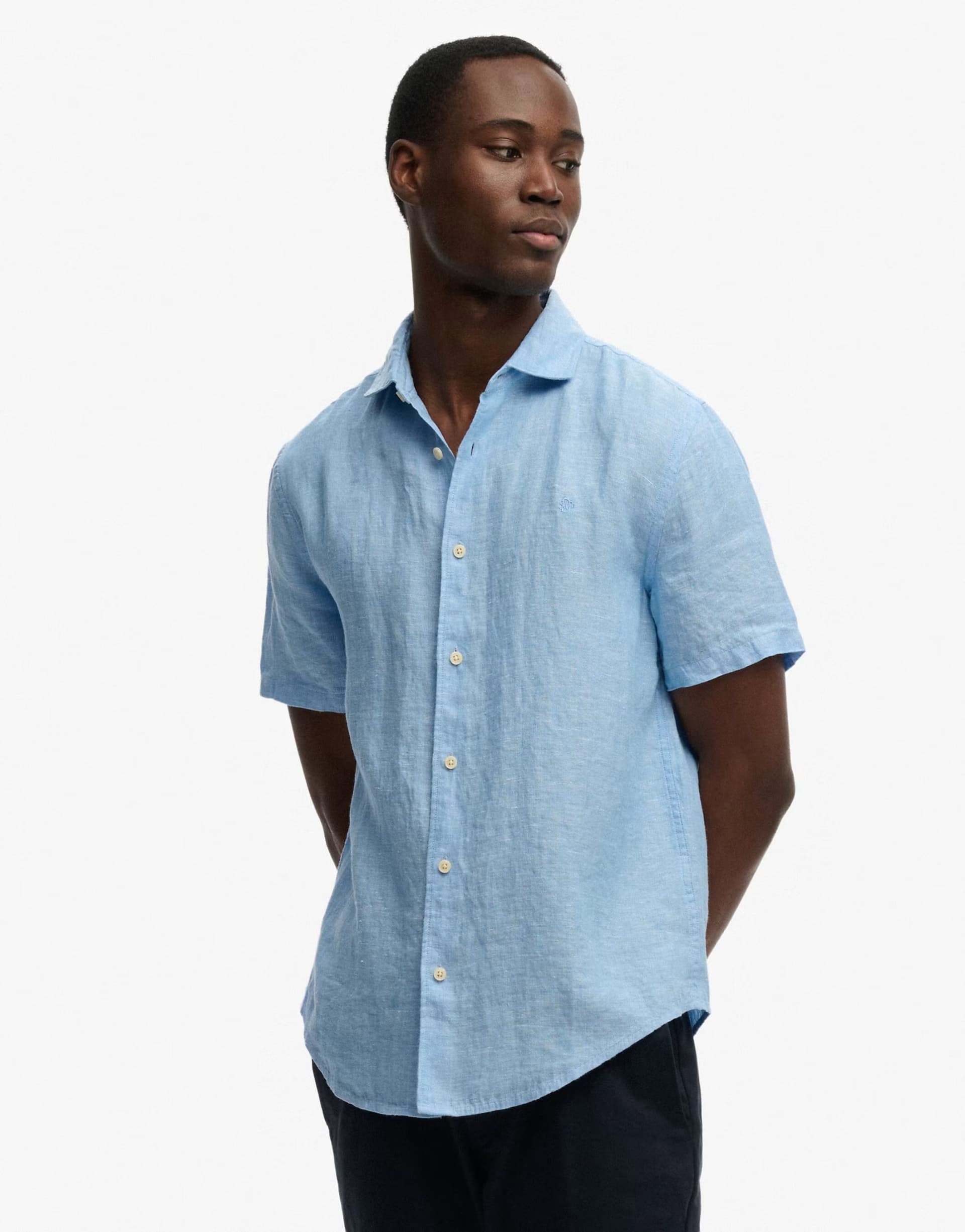 ASOS Superdry Riviera Sky Blue Chambray Linen Shirt