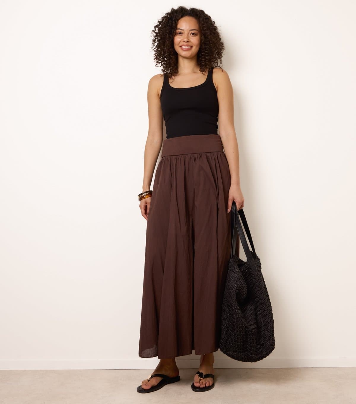 Blue Vanilla Women's Dark Brown Jersey Maxi Skirt Blue Vanilla New Look