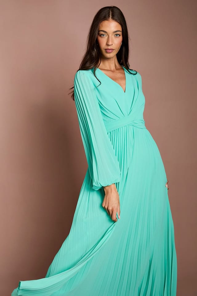 Coast Coast Women's Pleated Wrap Front Dress in Aqua - 2