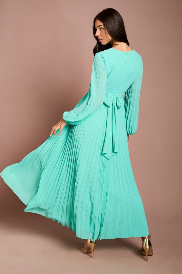 Coast Coast Women's Pleated Wrap Front Dress in Aqua - 3