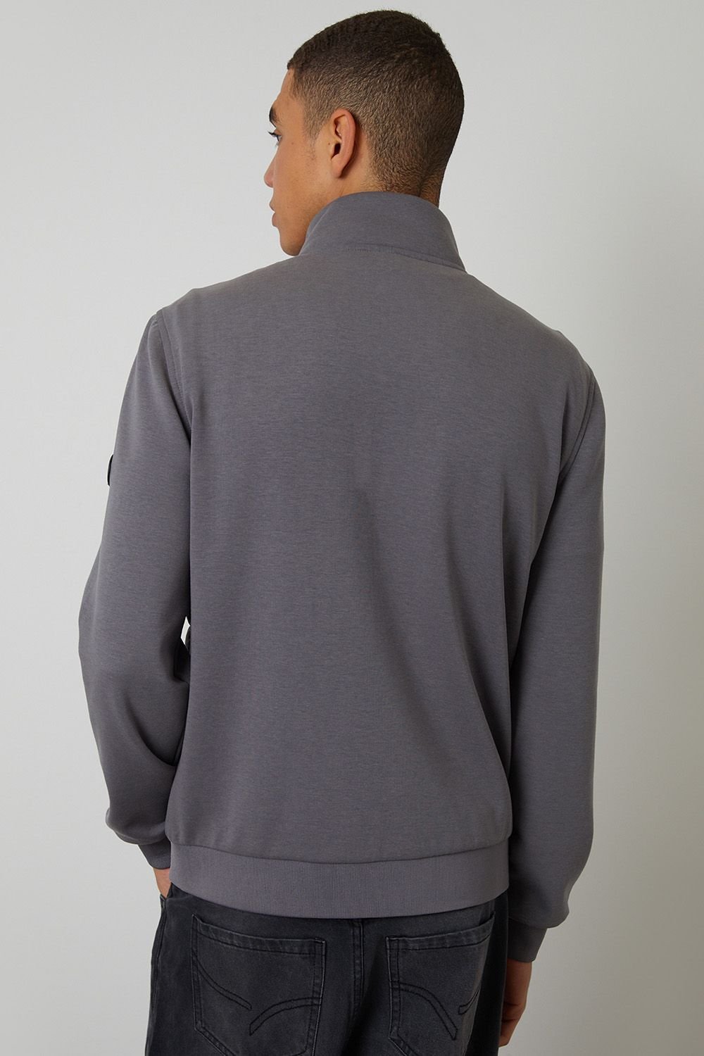 Threadbare Threadbare Men's Quilted Hybrid Funnel Neck Jacket in Dark Grey - 2