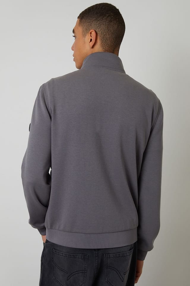 Threadbare Threadbare Men's Quilted Hybrid Funnel Neck Jacket in Dark Grey - 2