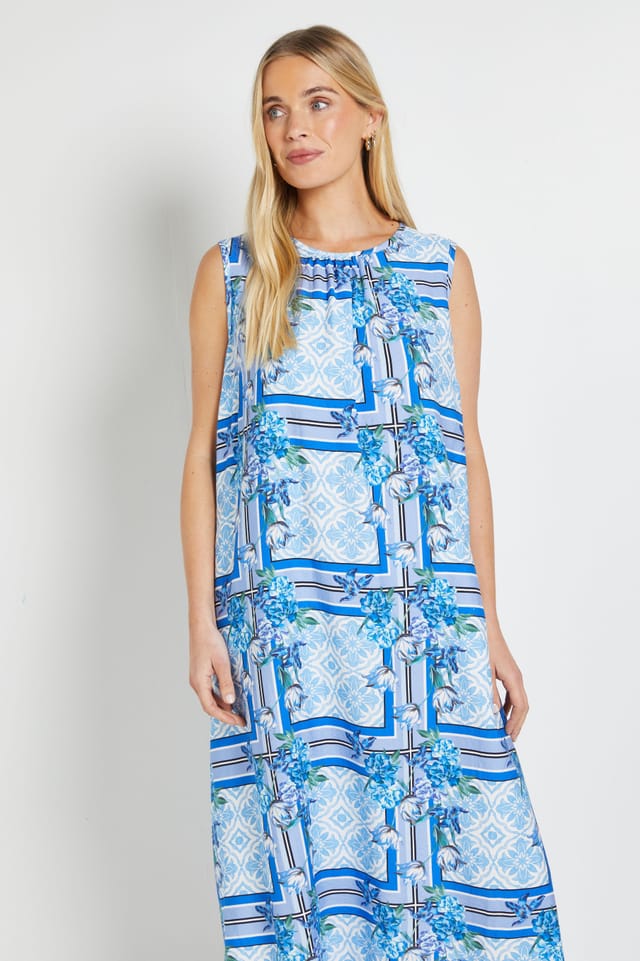 Wallis Wallis Women's Petite Summer Tropical Maxi Dress in Blue - 2