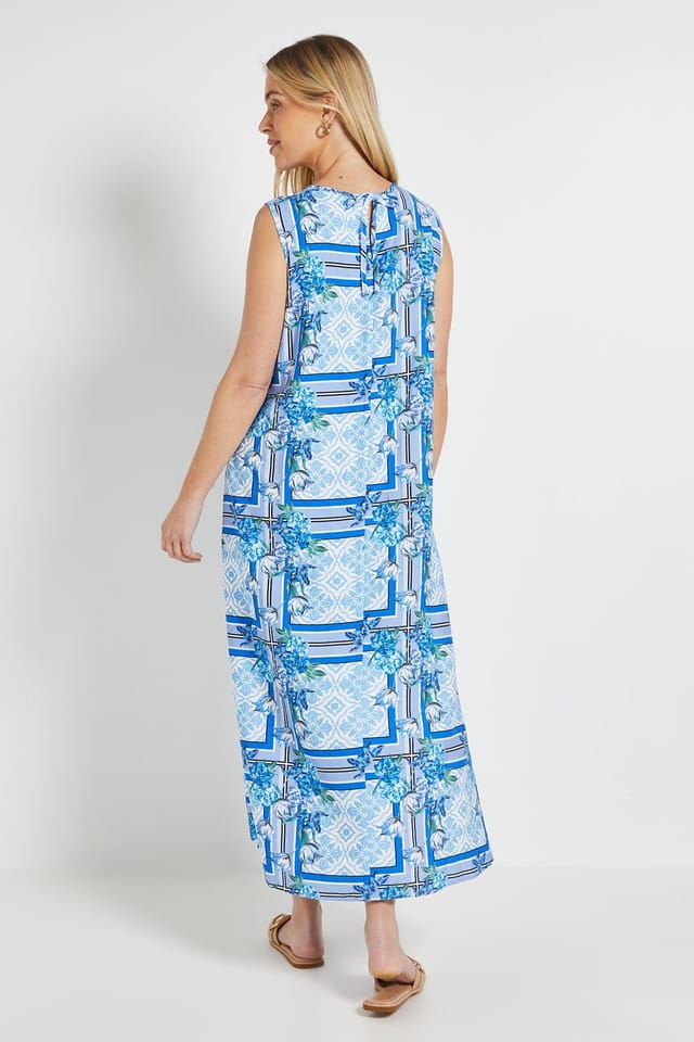 Wallis Wallis Women's Petite Summer Tropical Maxi Dress in Blue - 3