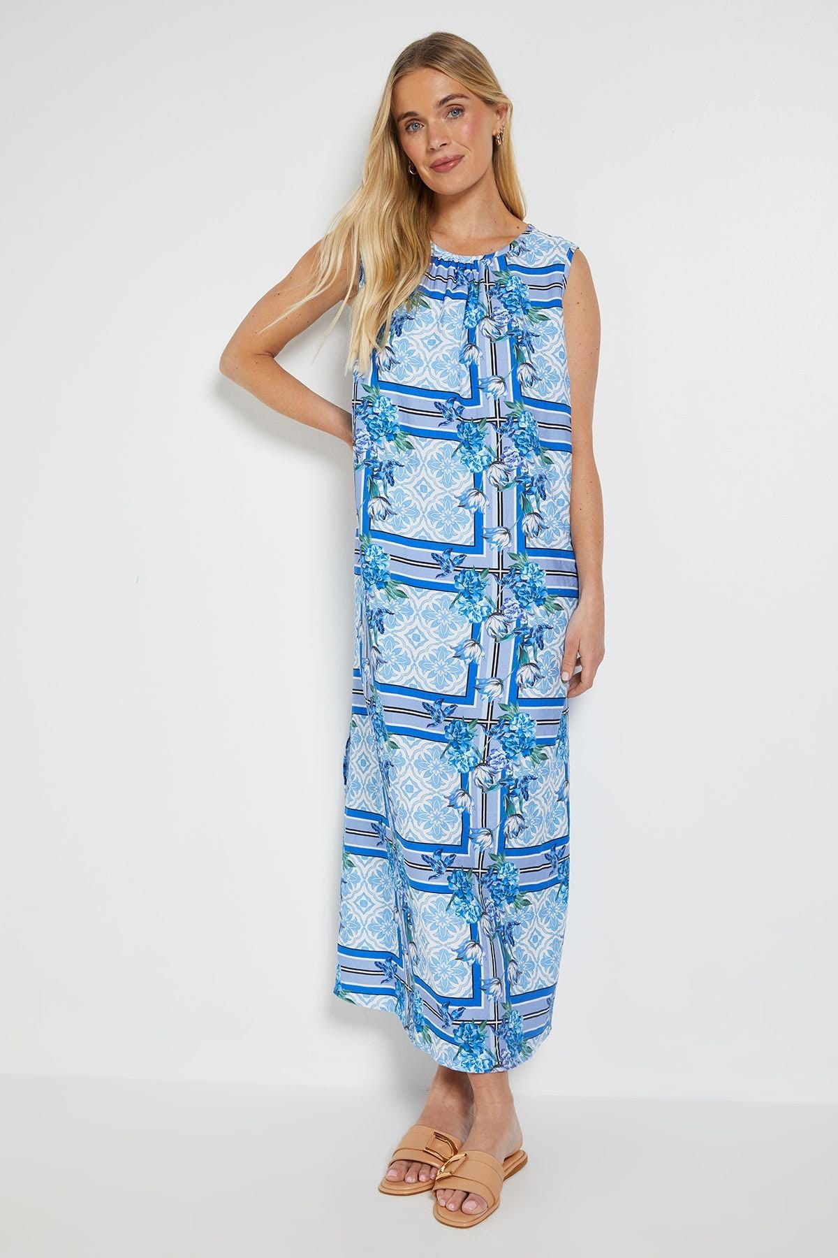 Wallis Wallis Women's Petite Summer Tropical Maxi Dress in Blue - 4