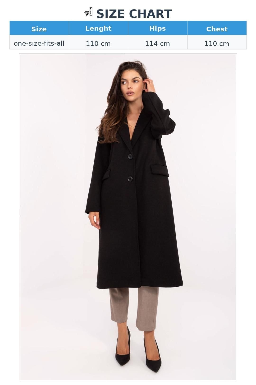 Love Lace Love Lace Women's Long Polyester Elegant Coat with Shoulder Pads in Black - 4