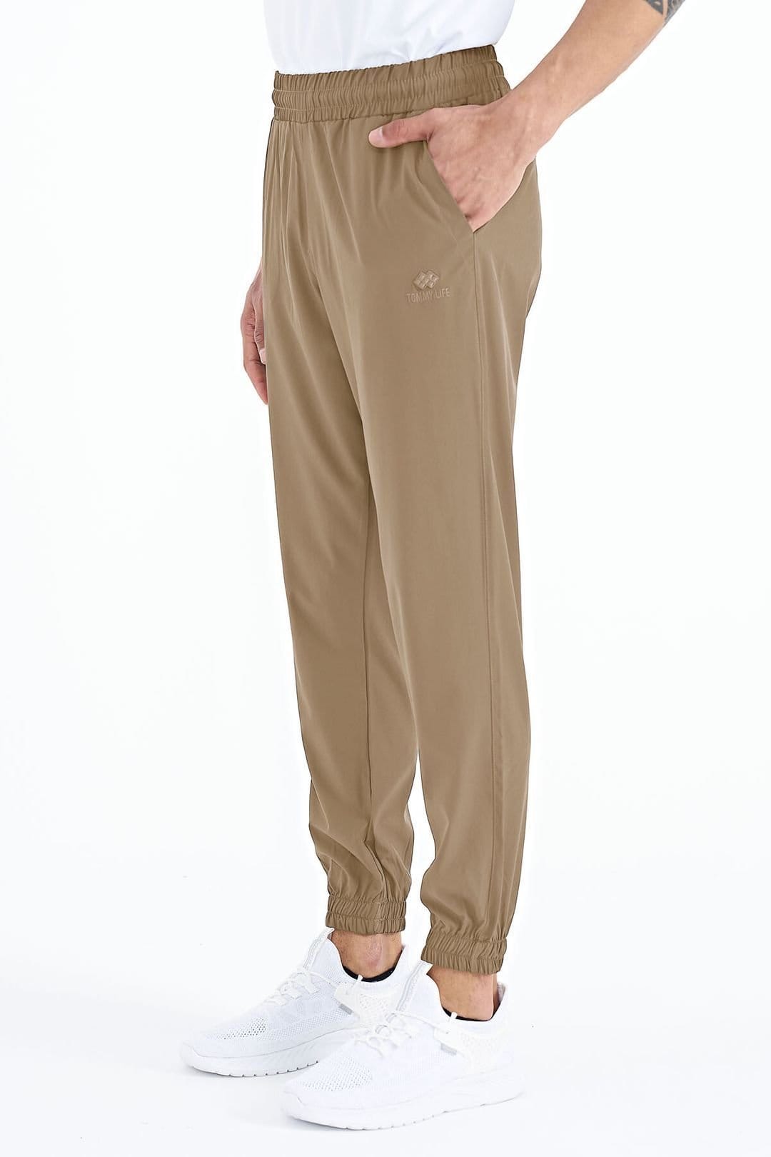 Tommy Life Tommy Life Men's Woven Jogger Sweatpants in Khaki - 4