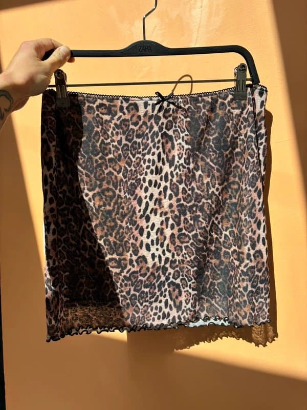 ASOS Design Leopard Print Mesh Mini Skirt