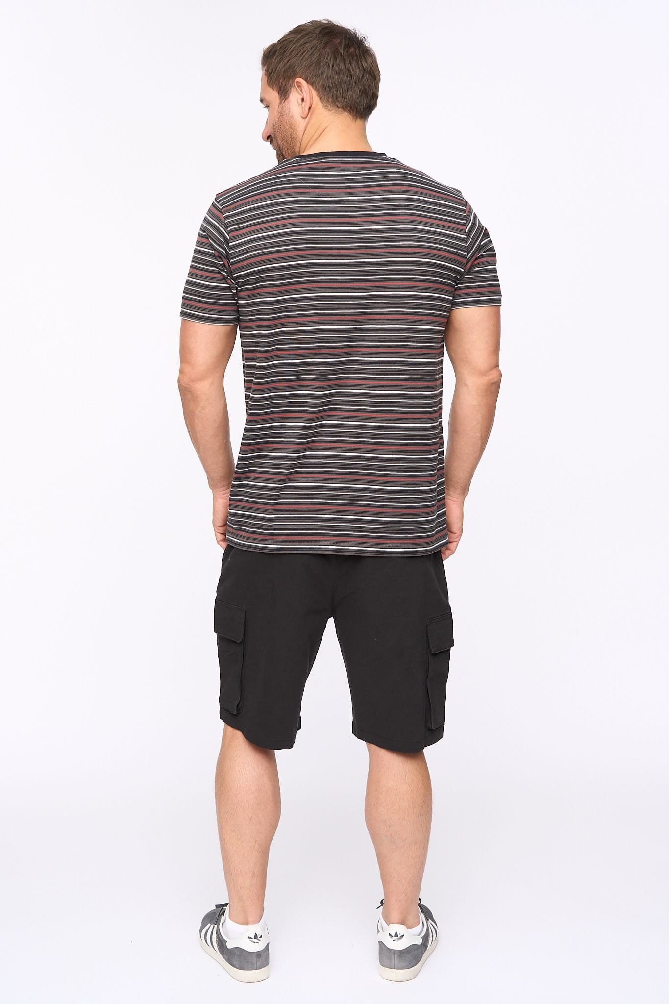 Bewley&Ritch Bewley&Ritch Men's Packham 100% Cotton Yarn-Dyed Classic Stripe Crew Neck T-Shirt in Charcoal - 4