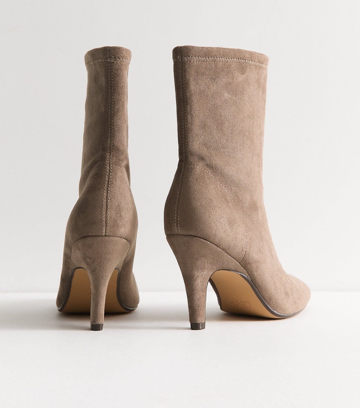 New Look Women's Light Brown Faux Suede Almond Toe Sock Ankle Boots Vegan New Look - 4